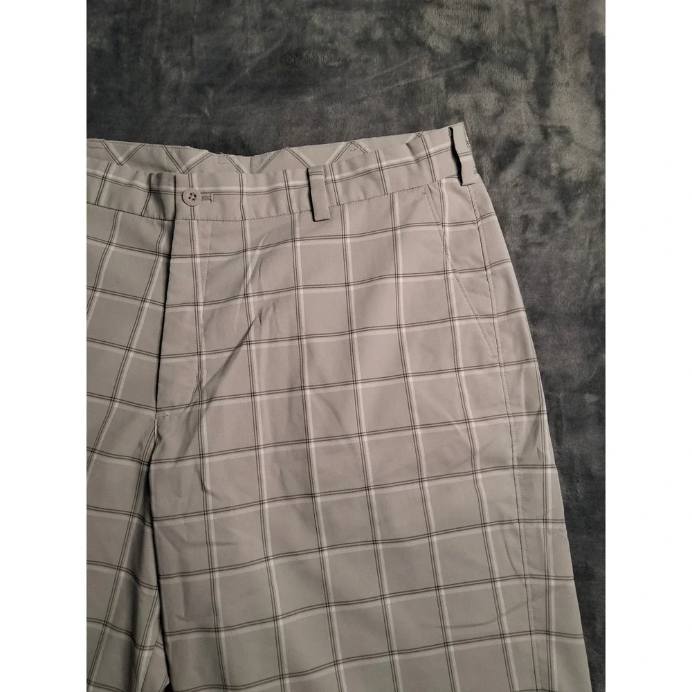 Nike Golf Dri-FIT Mens Grey Plaid Flat Front Performance Shorts‎ Size 36